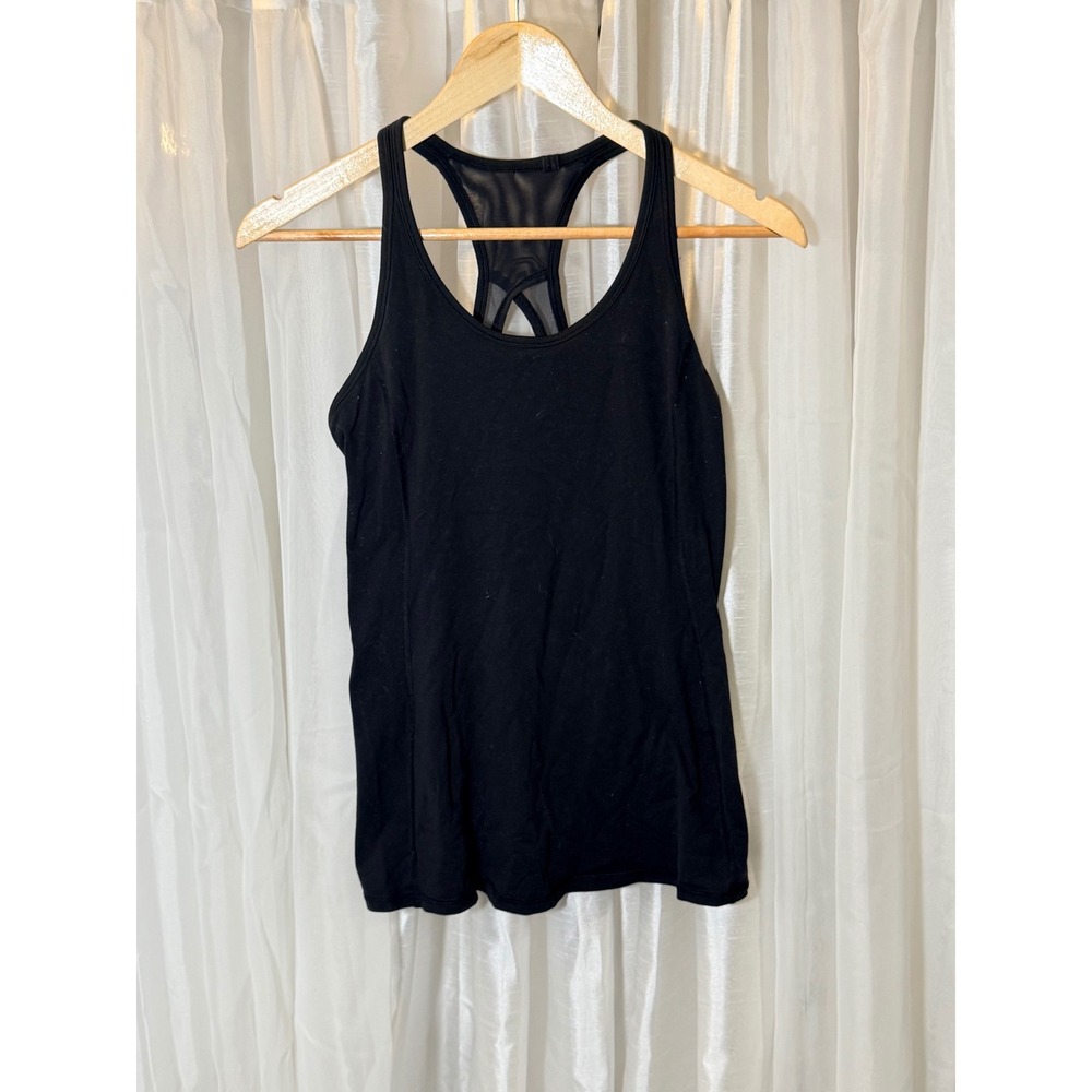 Lululemon Tank Top Womens 4 Black Racerback Mesh Back Shelf Bra Activewear